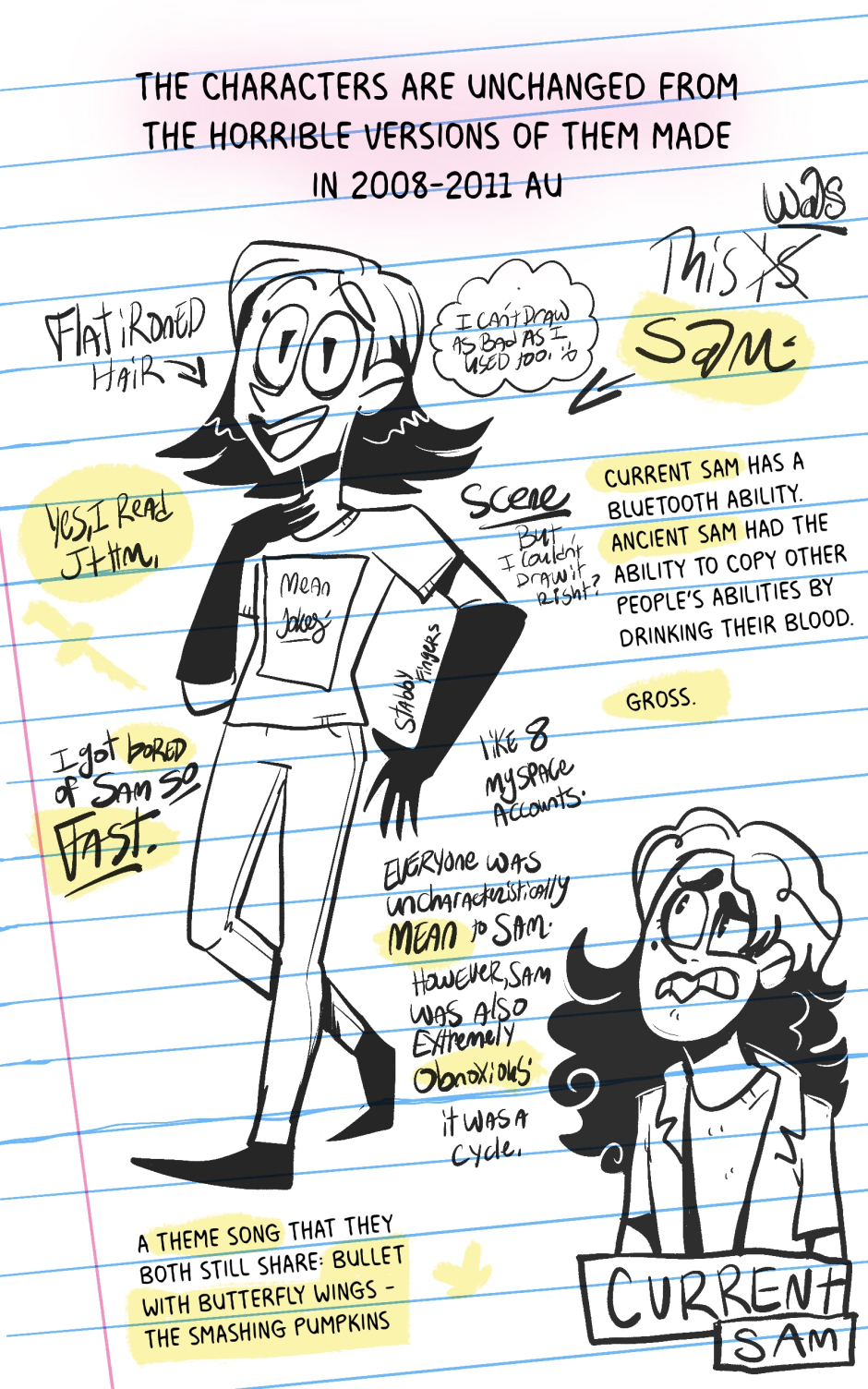 Crappy doodle comics from HS starring Sam were Skin-crawling Cringe and Boring all at once. 